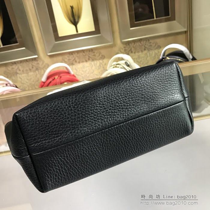 GUCCI古馳女包 2019新款 專櫃品質 457195 進口牛皮 女士手提包 GUCCI購物包 黑色  ydgq3462